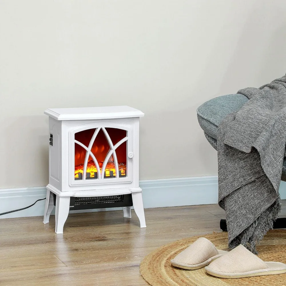 

Electric Fireplace Stove, Freestanding Fireplace Heater with Realistic Flame, Overheating Protection, Portable,