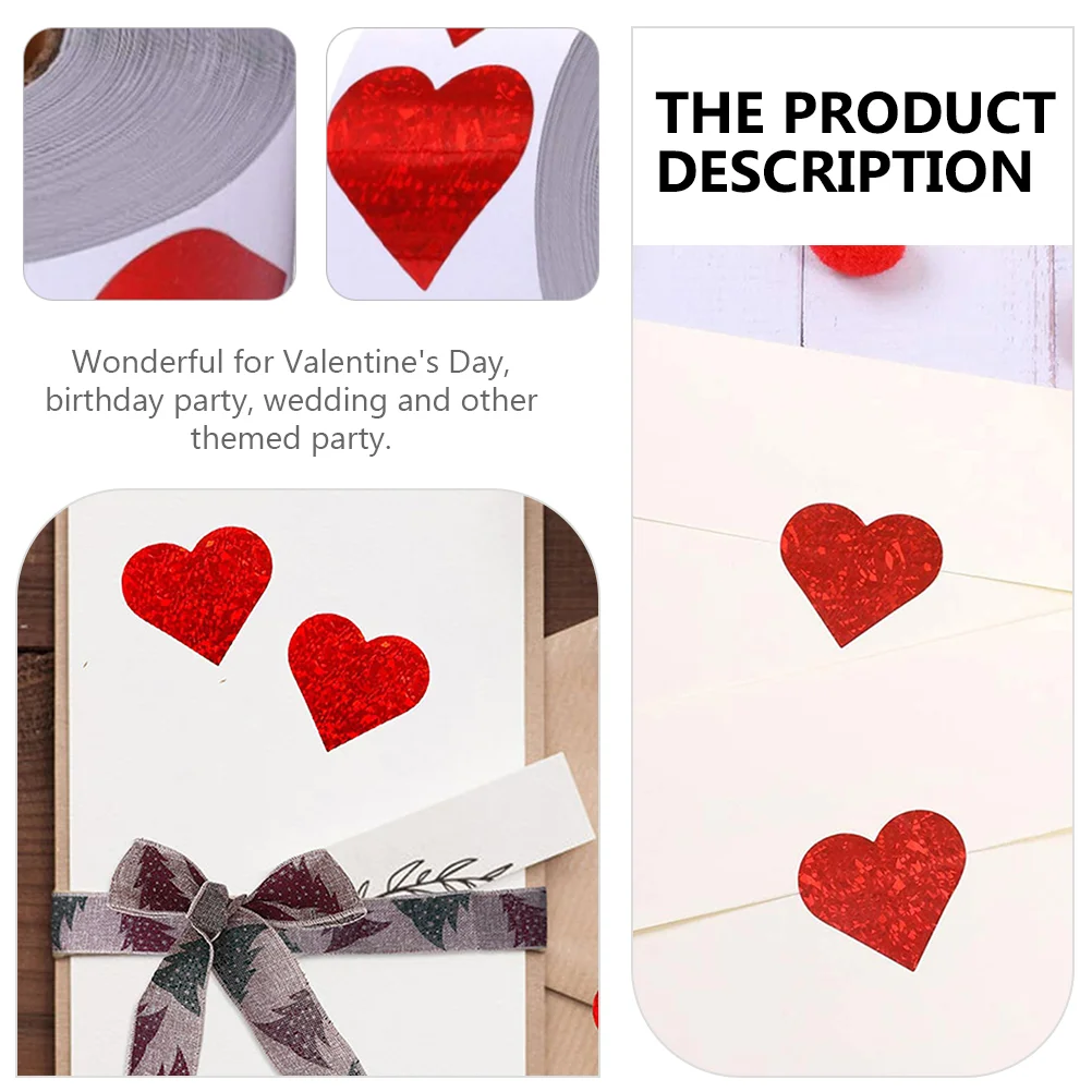 Gift Love Seal Heart Shaped Label Self-Adhesive Stickers Valentine's Day Sealing Decal Red for Crafts Decor