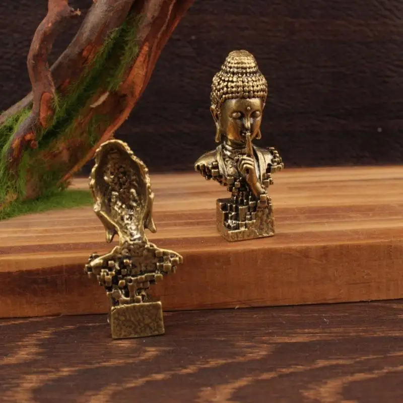1/3pcs Brass Silent Buddhism Statue Desktop Ornament Vintage Buddhism Decoration Pocket Figure Home Office Decor