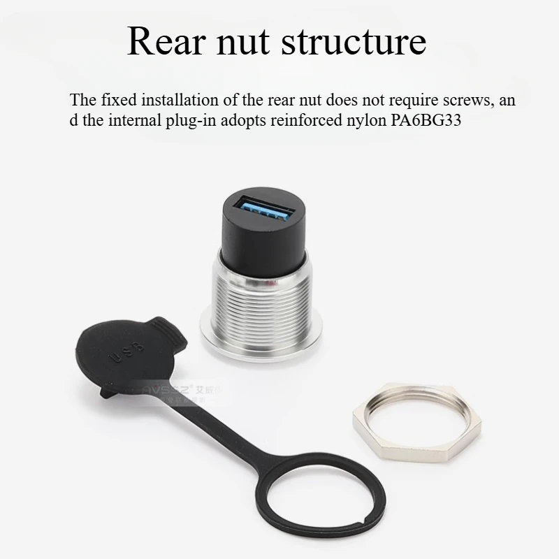 1pc C-type USB3.0 Panel Socket Metal 22mm Circular Dual USB 2.0/3.0 Thread Module Connector USB Interface Type-C HDMI Plug Socke