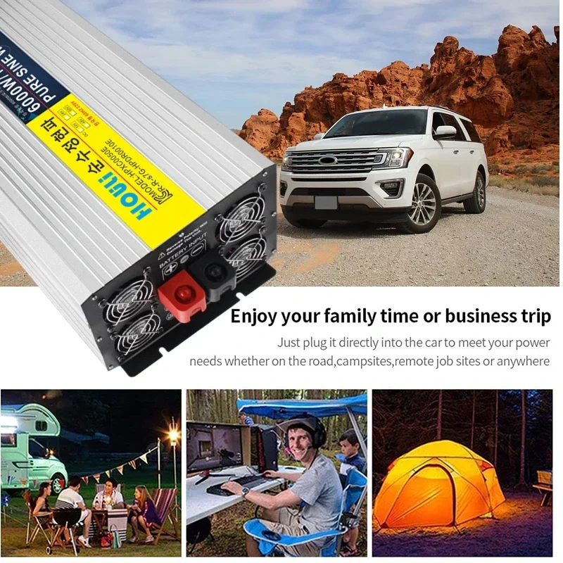 SAT 5000W 6000W 8000W 10000W 12000W Pure Sine Wave Inverter 12V 24V 48V DC To AC 220V Power Converter Car Solar Off Grid