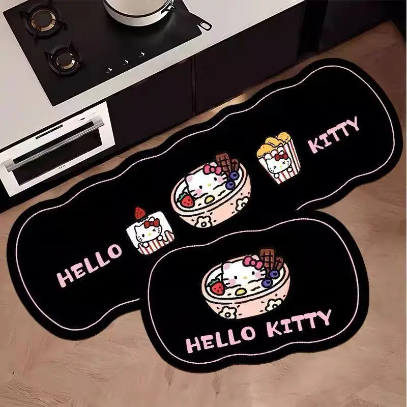 Diatom Mud Cartoon HelloKitty Kitchen Floor Mat Quick Drying No-rinse Household Dirt Strip Resistant and Oil Absorbing Carpet