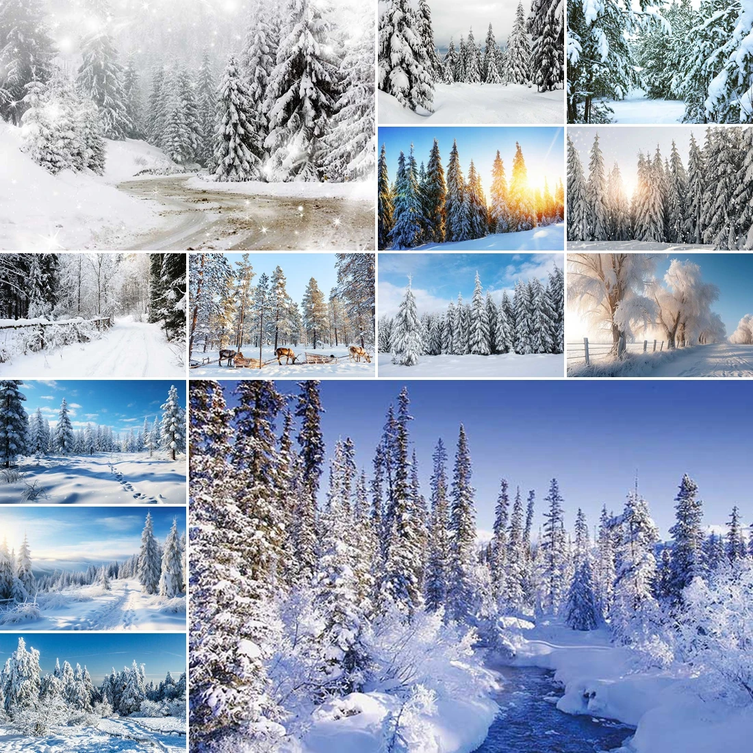 MOON.QG Hutan Salju Pinus Foto Latar Belakang Fotografi Latar Belakang Baby Shower Foto Wallpaper Photobooth Alat Peraga Pemotretan Dinding Rumah