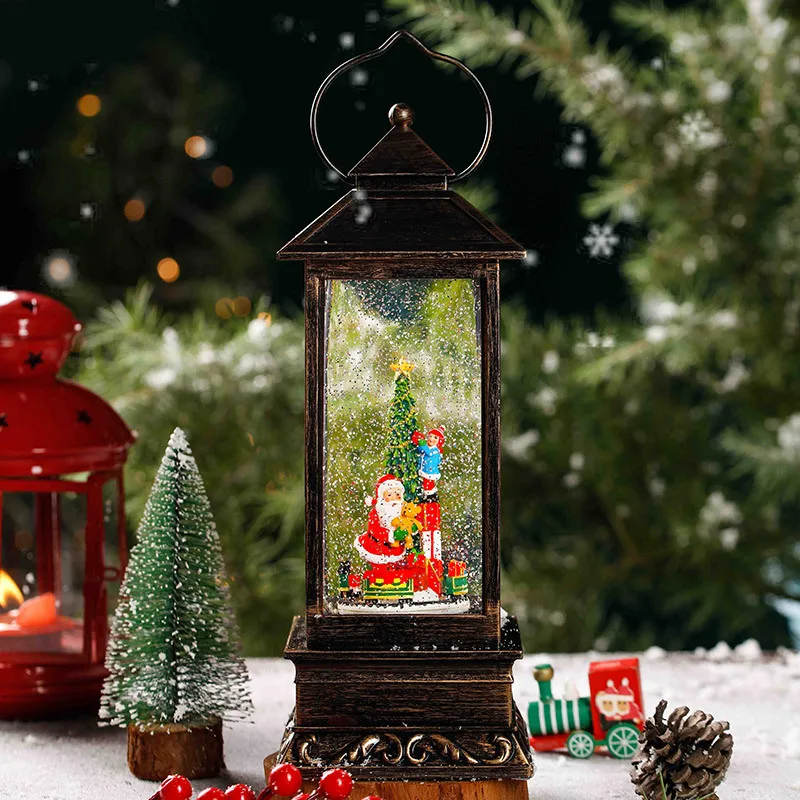 Christmas Carousel Old Man Tree Phone Booth Music Box Crystal Ball Octave Box Drifting Snow Children's Birthday New Year Gift