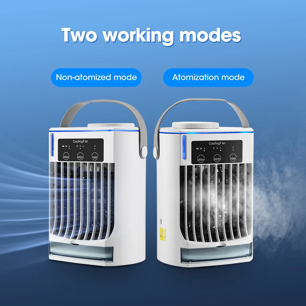 Mini aire acondicionado portátil, ventilador de refrigeración por agua, humidificador de viento de 3 engranajes, aparatos de refrigeración para el