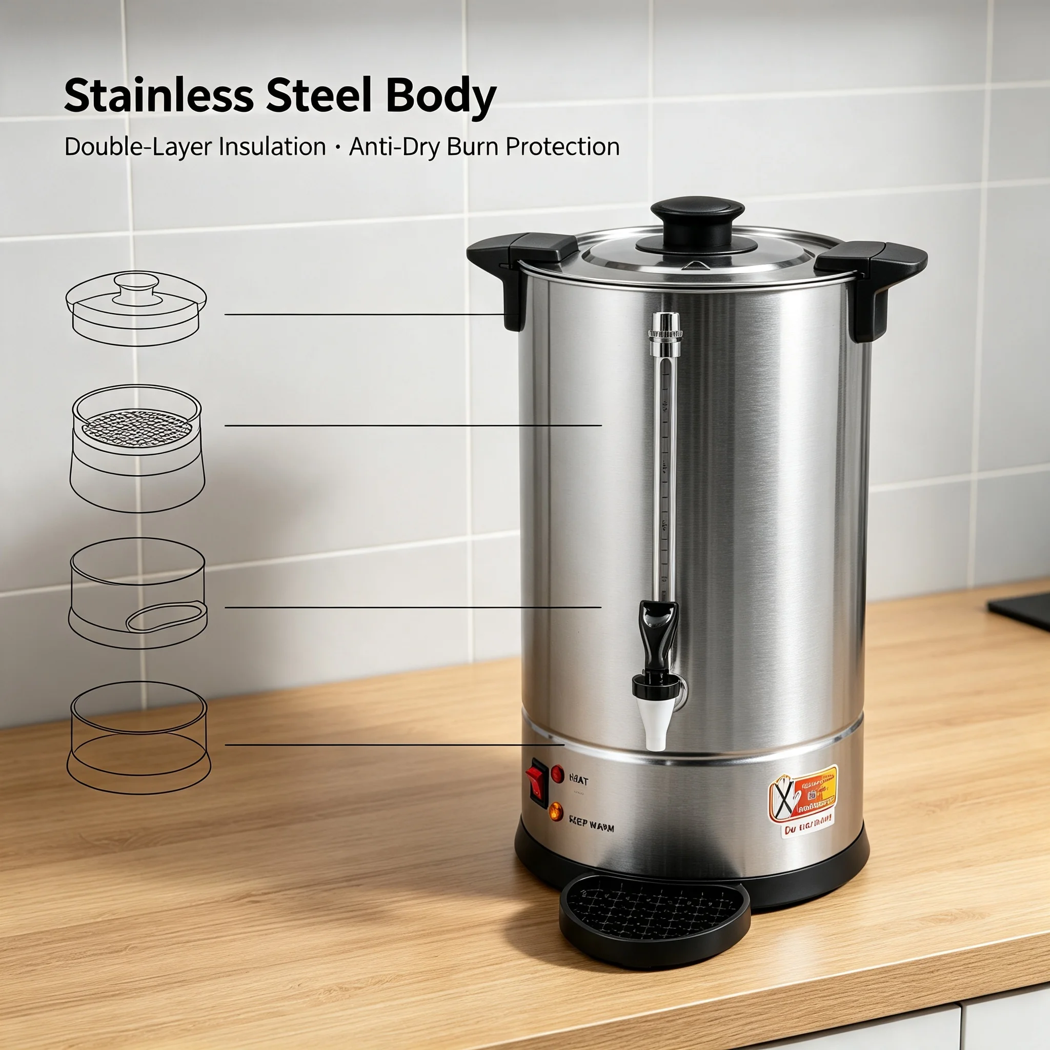 상업용 전기 커피포트 15L/3.96갤런 온수 디스펜서 - Hot Pot Electric 리뷰 및 가격