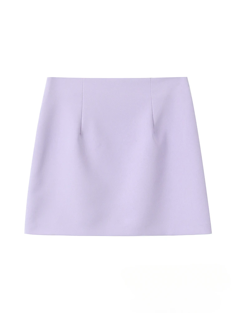 Vintage Casual Chic Women Skirt Solid Purple Bow Short Slim Straight Skirt Fashion 2024 Spring Streetwear Mini Skirt