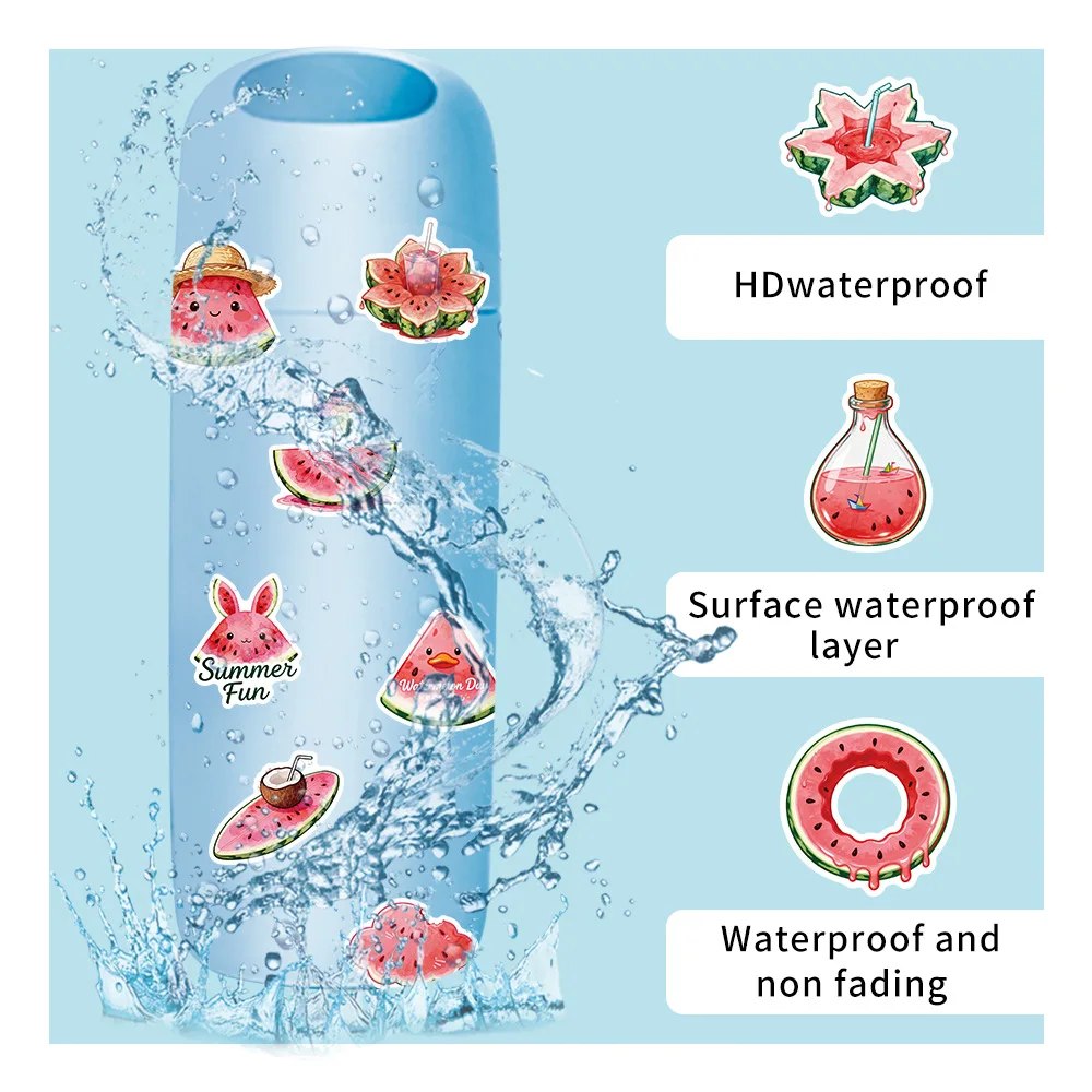 50 Pcs Watermelon Stickers Reward Waterproof Vinyl Decals for Journal Stationery Water Bottle Laptop Notebook Phone