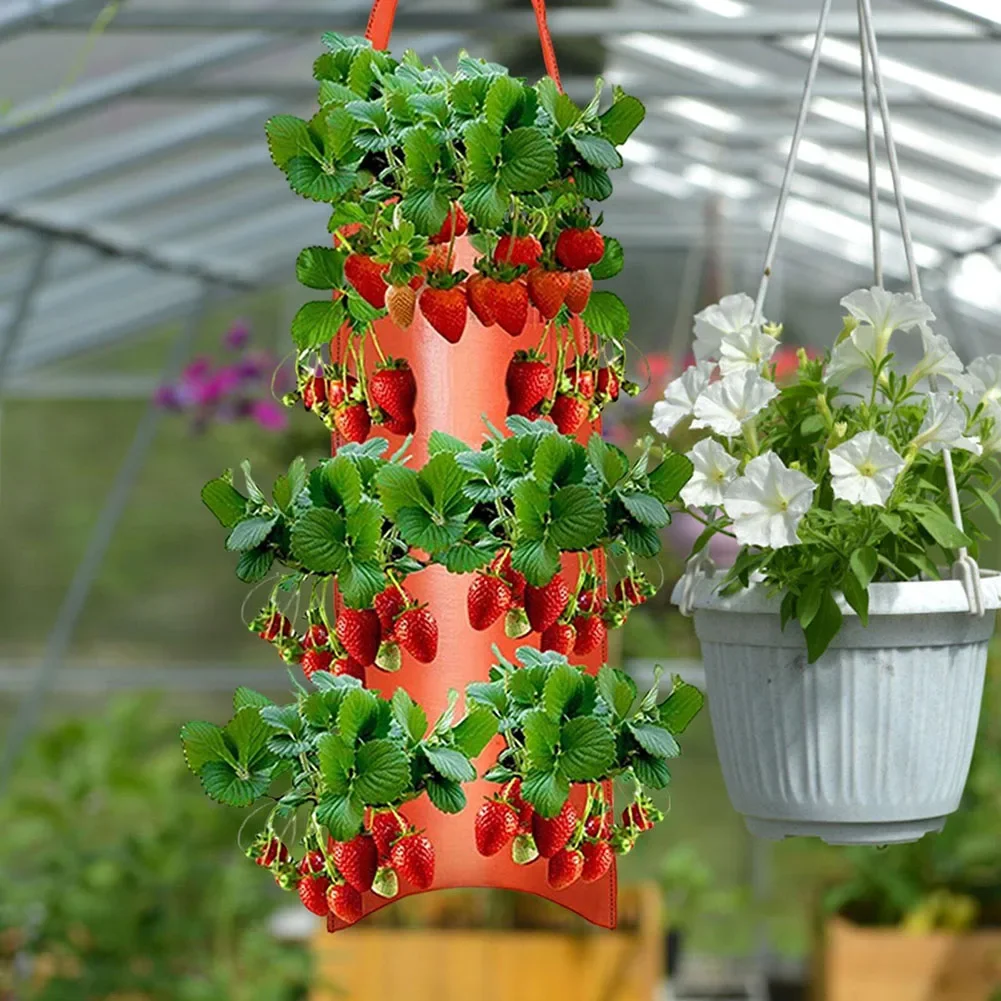 

8 Holes Fabric Wall Hanging Grow Bag Strawberry Herb Nursery Pot Garden Flower Vegetable Growing Container Balcony Decoration