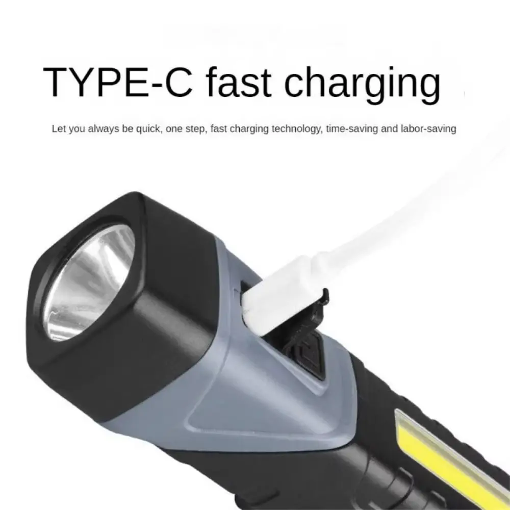 90-degree Rotatable Portable LED Flashlight Handheld Magnet Bottom Mini Camping Lamp Waterproof Side Light Outdoor Torch Home