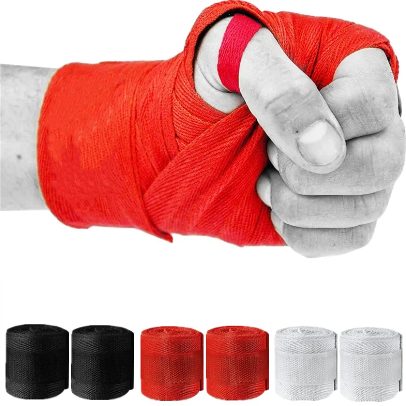 2 Rolls 2.5M Cotton Boxing Bandage Sports Strap Sanda Gauntlets MMA Hand Gloves Wraps Belt Wraps Bandage For Competition