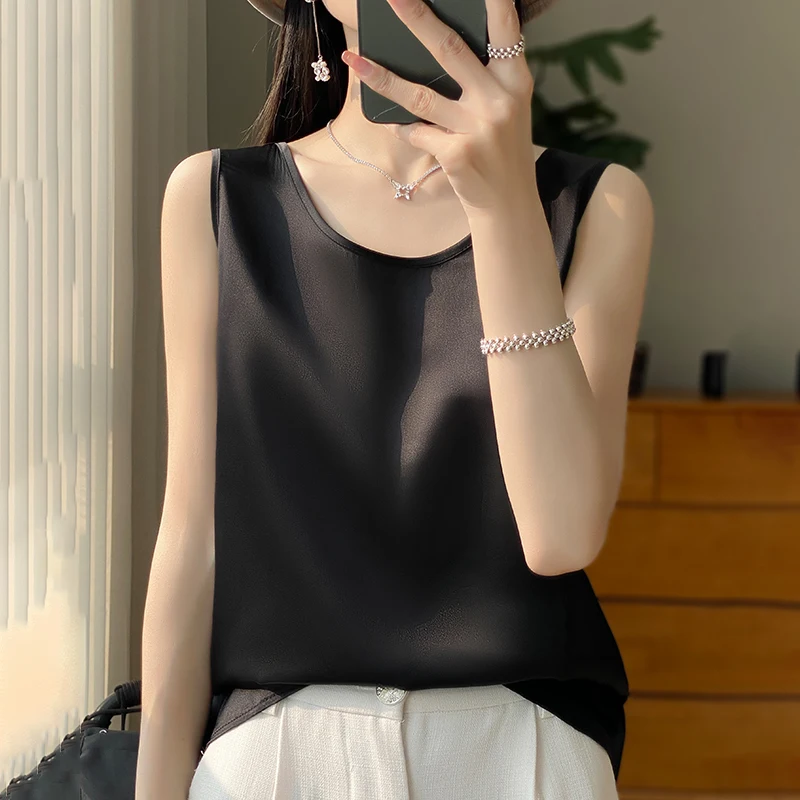 Women Tops Solid Spring Summer Casual Crop Tops Sexy O-neck Tank Tops Office Lady Pink White Top 2024 Fashion Korean Tank Top