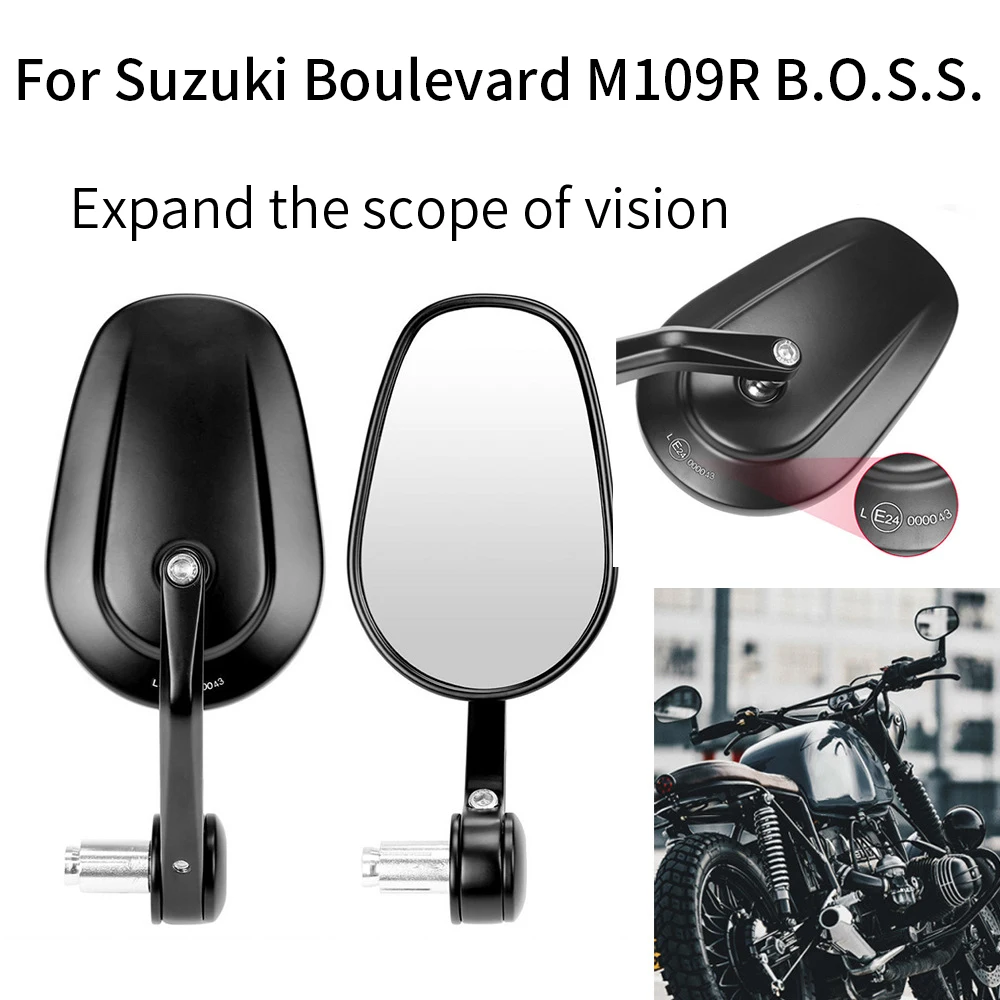 

For Suzuki Boulevard M109R B.O.S.S. Cruiser Motorcycle Rearview Mirrors Handlebar Side Mirrors Oval Wide Angle Vision Aluminum
