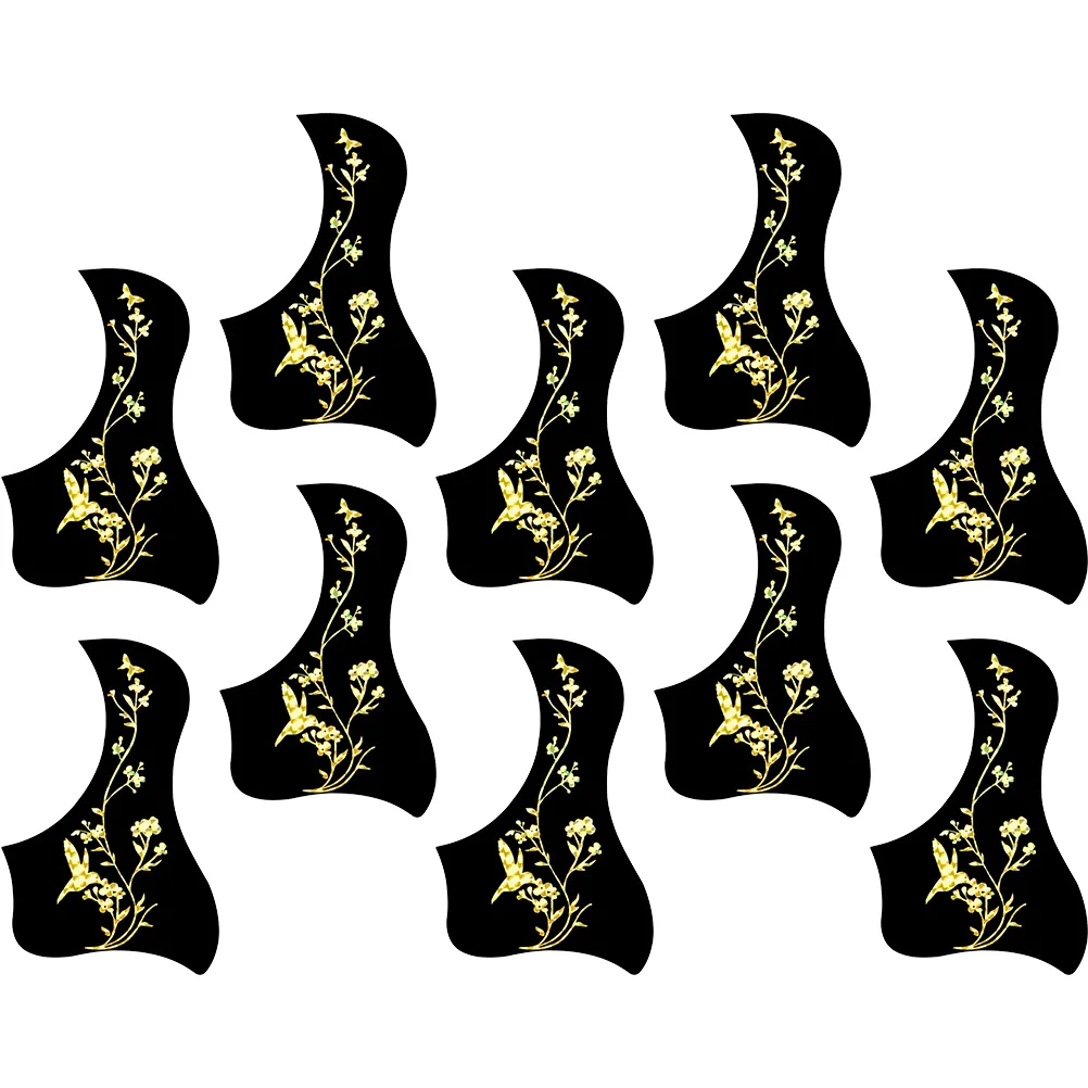 

10 Pcs Guitar Pickguard Acoustic Protective Plate 40 41 Inch Bird Folk Classical Black Gold