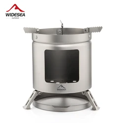 Widesea Camping Fire Wood Heater Titanium Stove Tourist Burner  Cooker Outdoor Survival Trekking Hiking Supplies Picnic