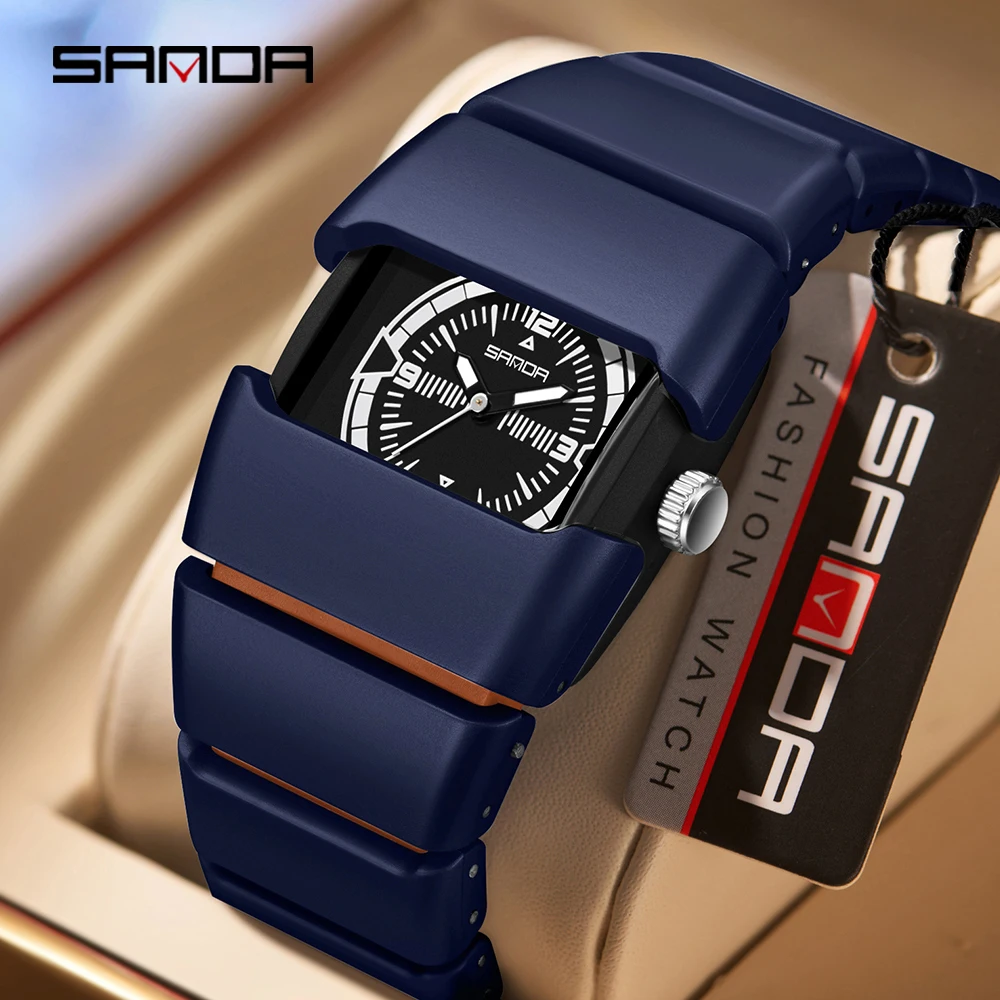 

SANDA 9503 New Fashion Outdoor Trendy Cool Watch Personalized Plastic Wristbands Business Casual Quartz Watches for Man Women