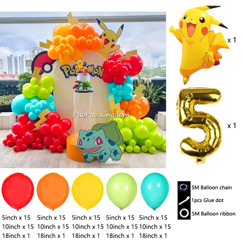 Liebliches Pikachu-Themen-Ballon-Dekorationsset Cartoon-Folienballons Blitzballon-Set Kindergeburtstags-Party-Deko-Zubehör – Detail 5
