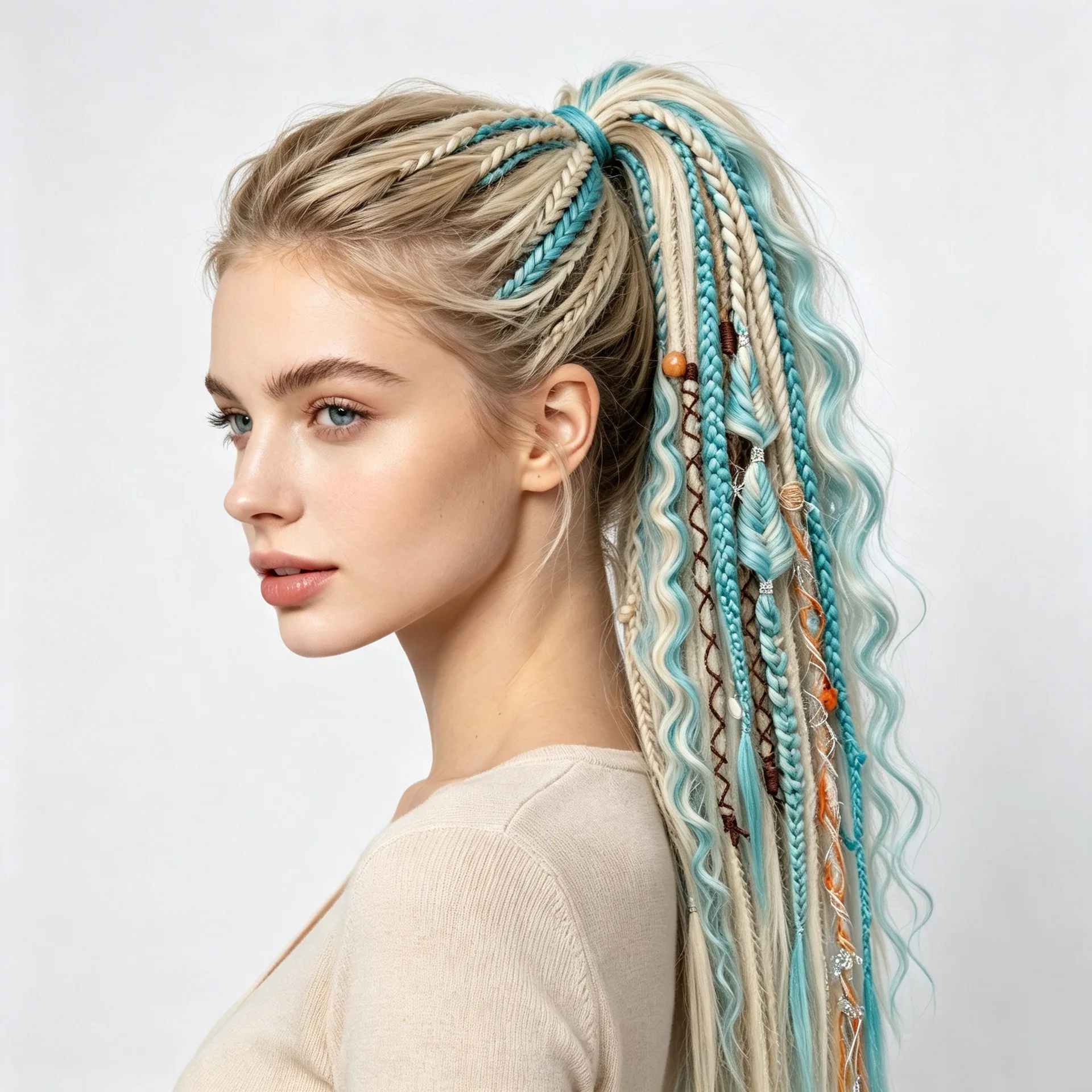 Bohemian Ponytail Braids, Lock Beaded Ponytail, Hand Braids, Hair Band Ponytail, Hair Extensions