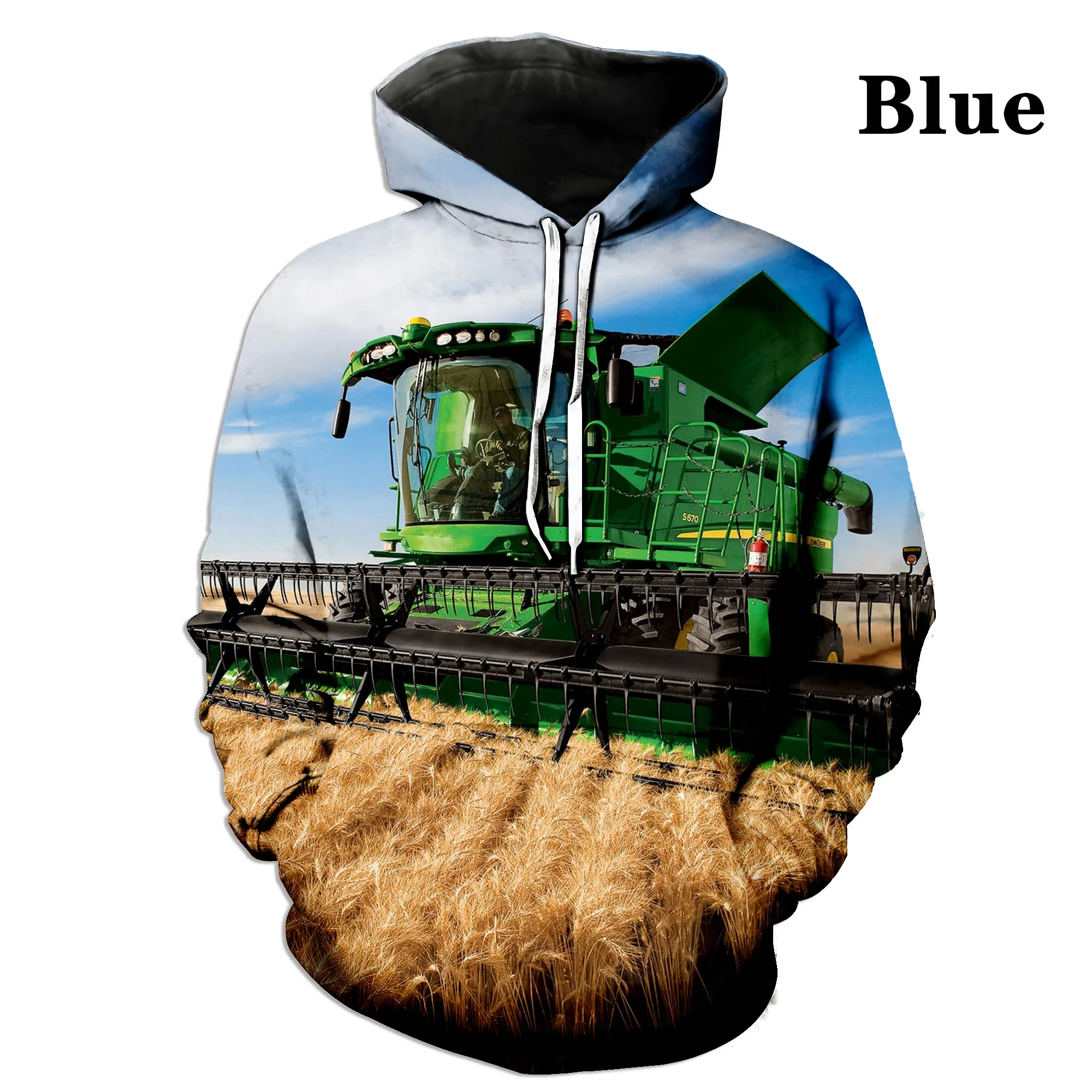 Fashion Hooded Sweatshirt Casual Jacket Winter Hoodie Car Tractor 3D Printed Hoodies