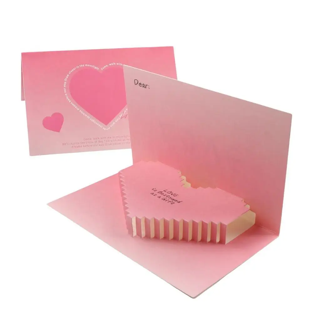 

Paper Sculpture Valentine's Pop Up Cards Three-dimensional Creative 3D Heart Greeting Card Handmade Gradient Color