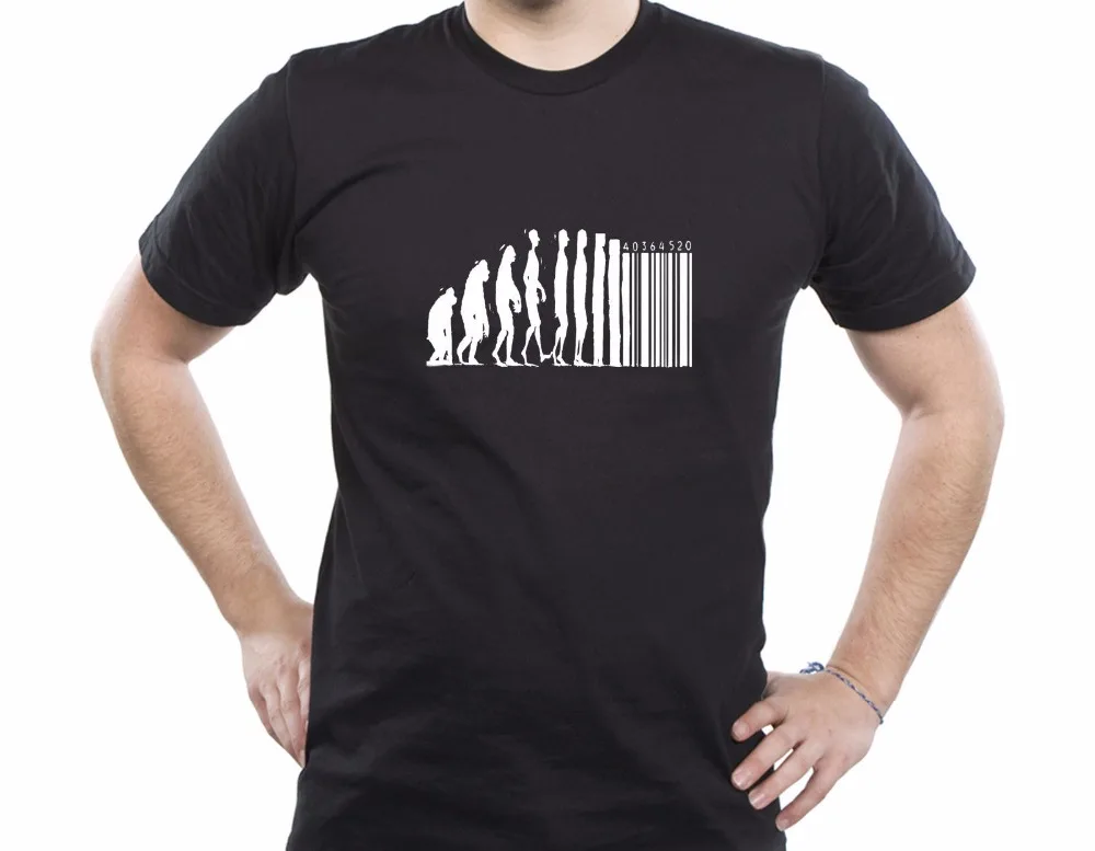 Retro T Shirts Human Evolution Banksy Mankind Monkey Barcode Capitalism Anarchy Tee Shirt Design Website Digital Printing