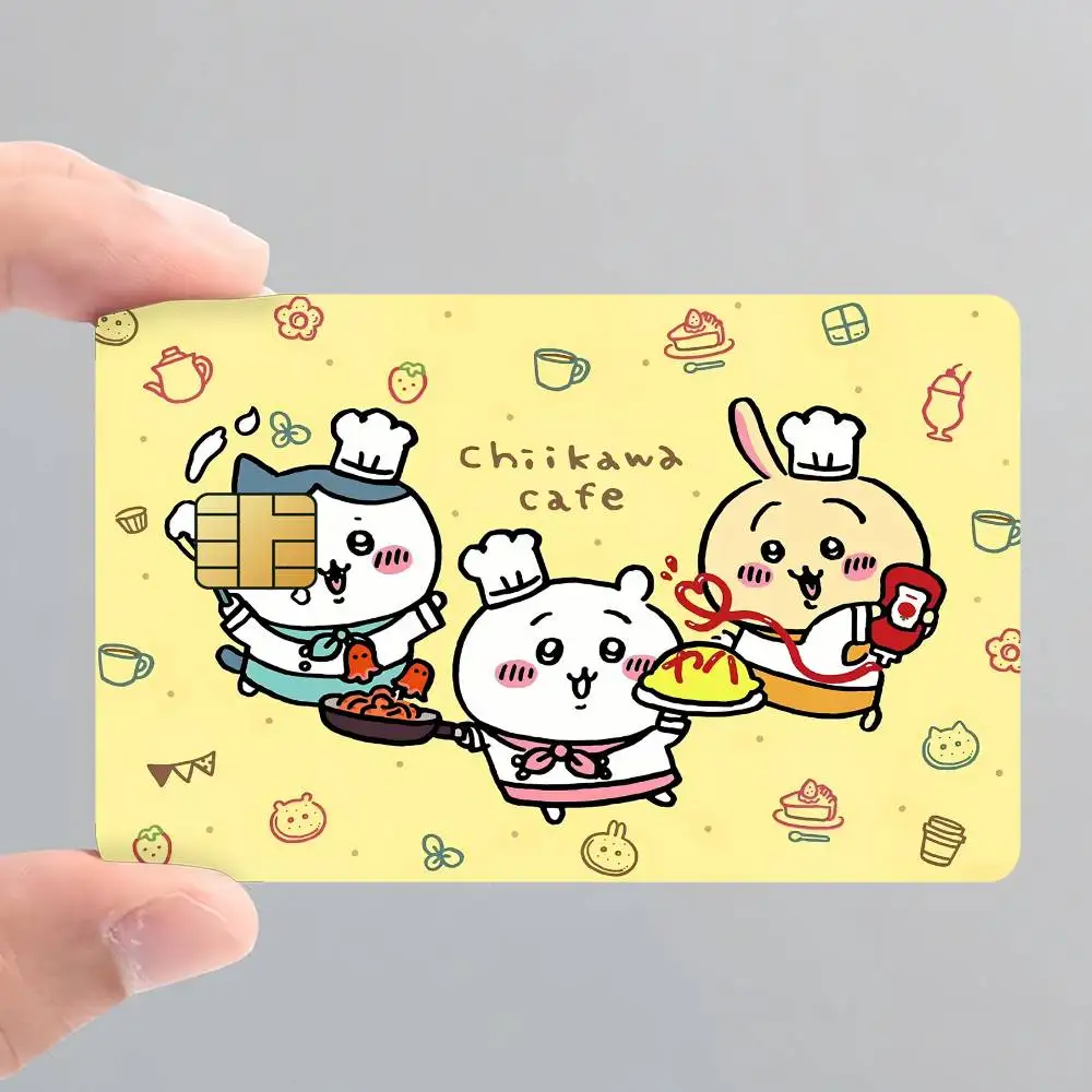 Cartoon C-Chiikawa Kawaii Card Stickers for Bank Access Protective Waterproof Film Cover Sticker Surprise Gift