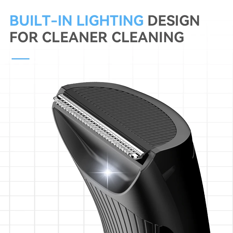 Kemei KM-1848 Multi-Function Hair Trimmer USB Rechargeable Body Clipper with LCD Screen for Private Sideburns & Body Grooming