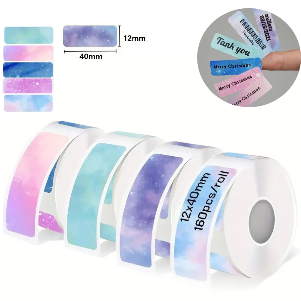 P15 Label Printer Sticker 12*40mm Label Tape Thermal Printer Paper 160pcs/roll Compatible M110 220 D30 Marklife P12 P11 Labeller