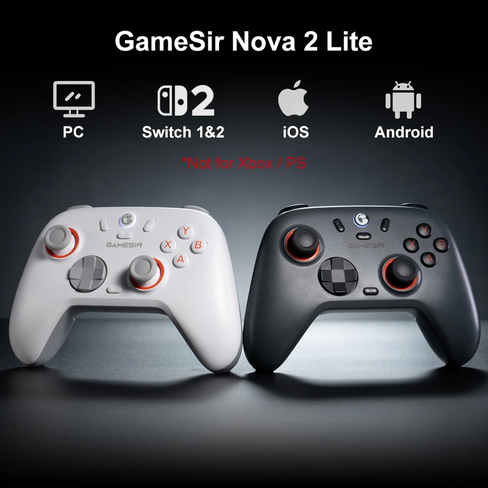 Gamesir Nova 2 Lite Controlador para PC Nintendo Switch Bluetooth Inalámbrico Efecto Hall Latencia Ultra Baja de Palanca Bumper Mecánico 3