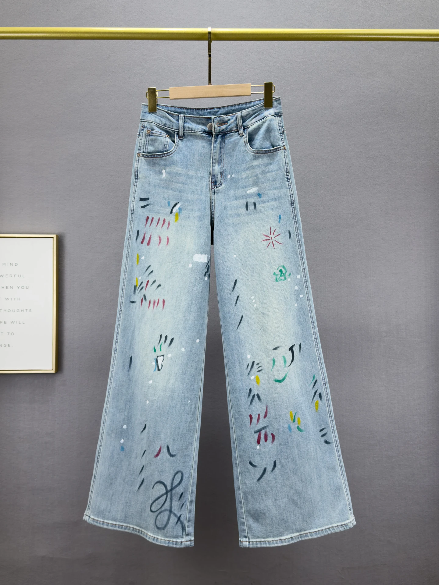 

Женские джинсы с высокой талией, свободного кроя, широкие штанины, модные, весна 2026, в гонконгском стиле, повседневные, из эластичного хлопкового денима