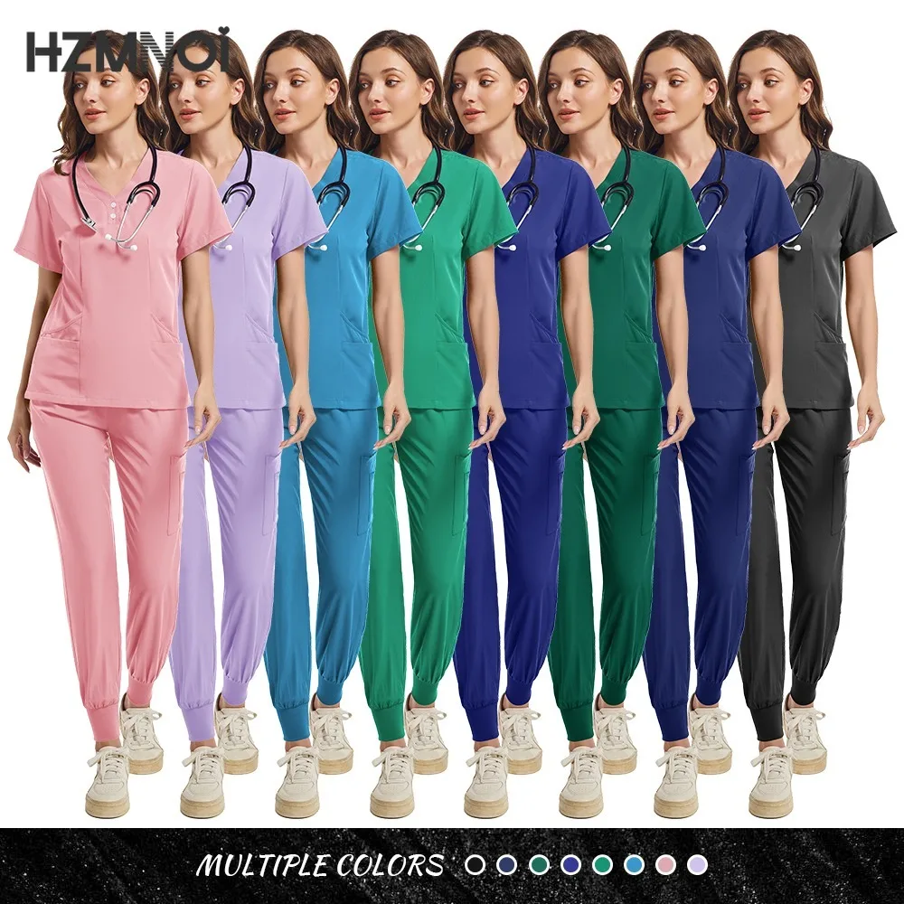 Tops+pant Medical Uniform Surgery Scrubs Shirt Short Sleeve Pet Shop Doctor Nurse Nursing Uniform Set Women Workwear Scrub