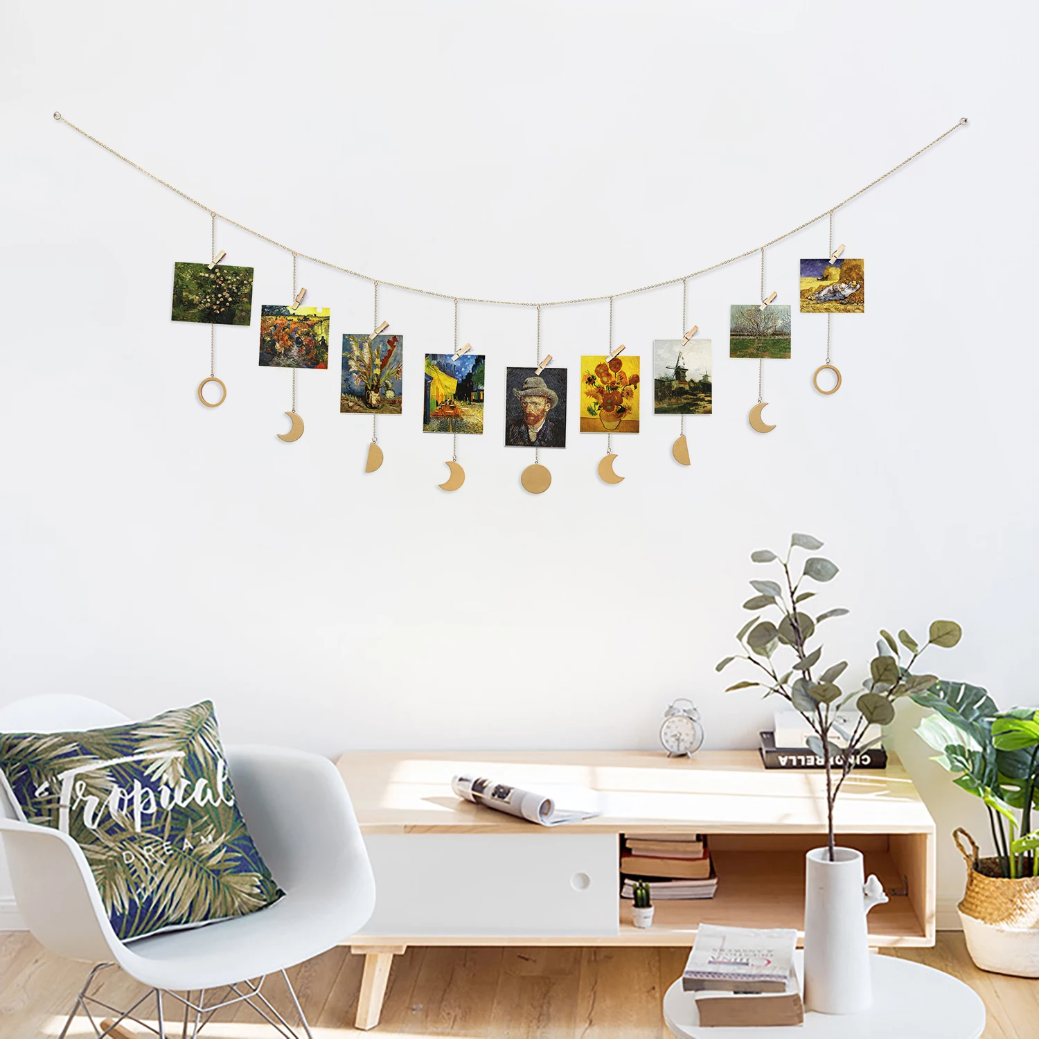 Moon Shining Phase Garland Decoration Chains Boho Gold Wall Hanging Ornaments Support Dropshipping Decoracion Habitacion
