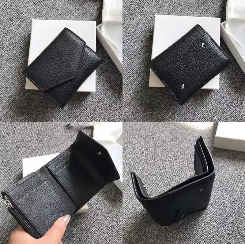First Layer Cowhide Flip Three-fold Zipper Wallet Short Multi-card Folding Wallet Change Bag
