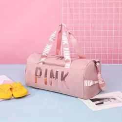 2024 Fashion Letter Travel Bag Oxford Cloth Shining Fitness Bag Dry Wet Separation Travel Bag Independent Shoe Warehouse Storage