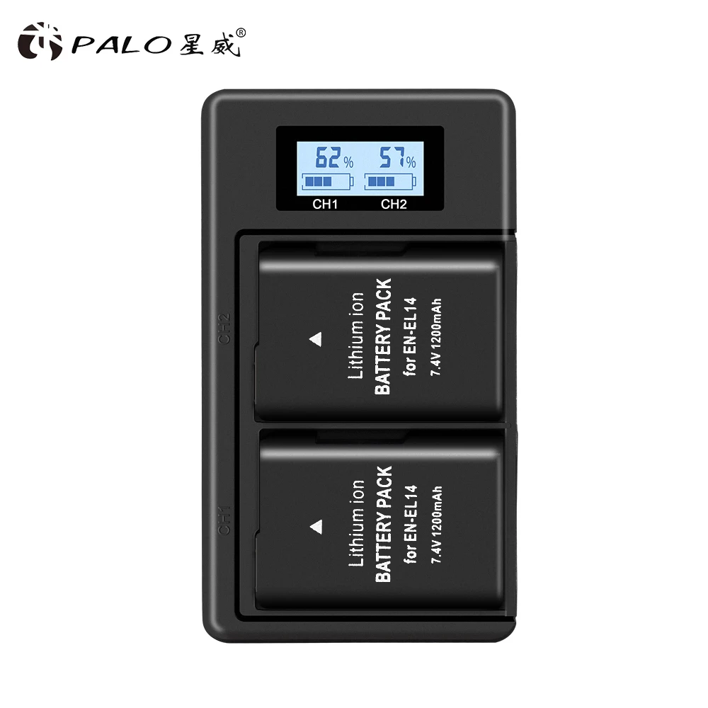 PALO EN-EL14 EN EL14 EN-EL14a Camera Battery Charger LCD Dual Charger for Nikon P7800 P7100 D3400 D5300 D5200 D3200 D3300