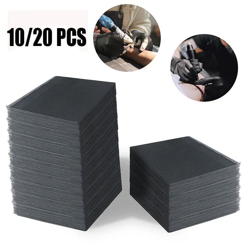 

10/20 шт. черные одноразовые подушечки для чистки татуировок, водонепроницаемые чехлы, отличные двухслойные скатерти, аксессуары для дизайна ногтей с татуировкой