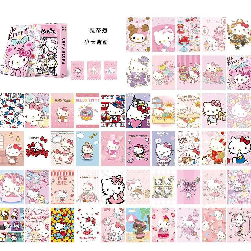 50 Pieces Per Box of Sanrio Small Cards Made of Laser Material Hellokitty Kuromi Melody Cinnamoroll Kids Collectible Small Cards