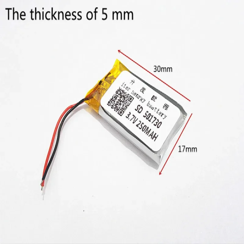 10pcs 3.7V 250mAh 501730 Lithium Polymer Li-Po li ion Rechargeable Battery cells For Mp3 MP4 MP5 GPS  mobile bluetooth