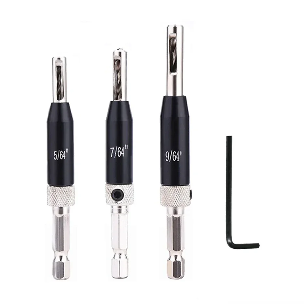 

3pcs Self Centering Hinge Drill Bit Set Change Door Cabinet Window Hole Puncher Jig Guide Locating Cutter Woodworking Tool