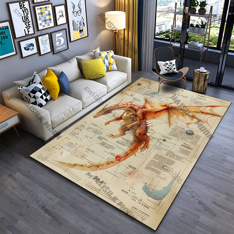 Dragon biological anatomy study carpet Yoga living room room decor children's crawling mat doormat area rug games mat