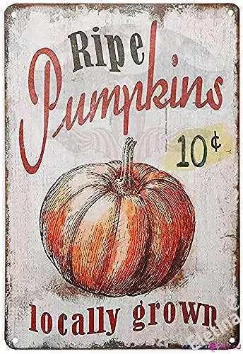 Pumpkin Patch Decor, 10 Cent Ripe Pumpkins Locally Grown Retro Vintage Kitchen Signs Farm Decorative, Pumpkin Gift,Fall Sign,Ind