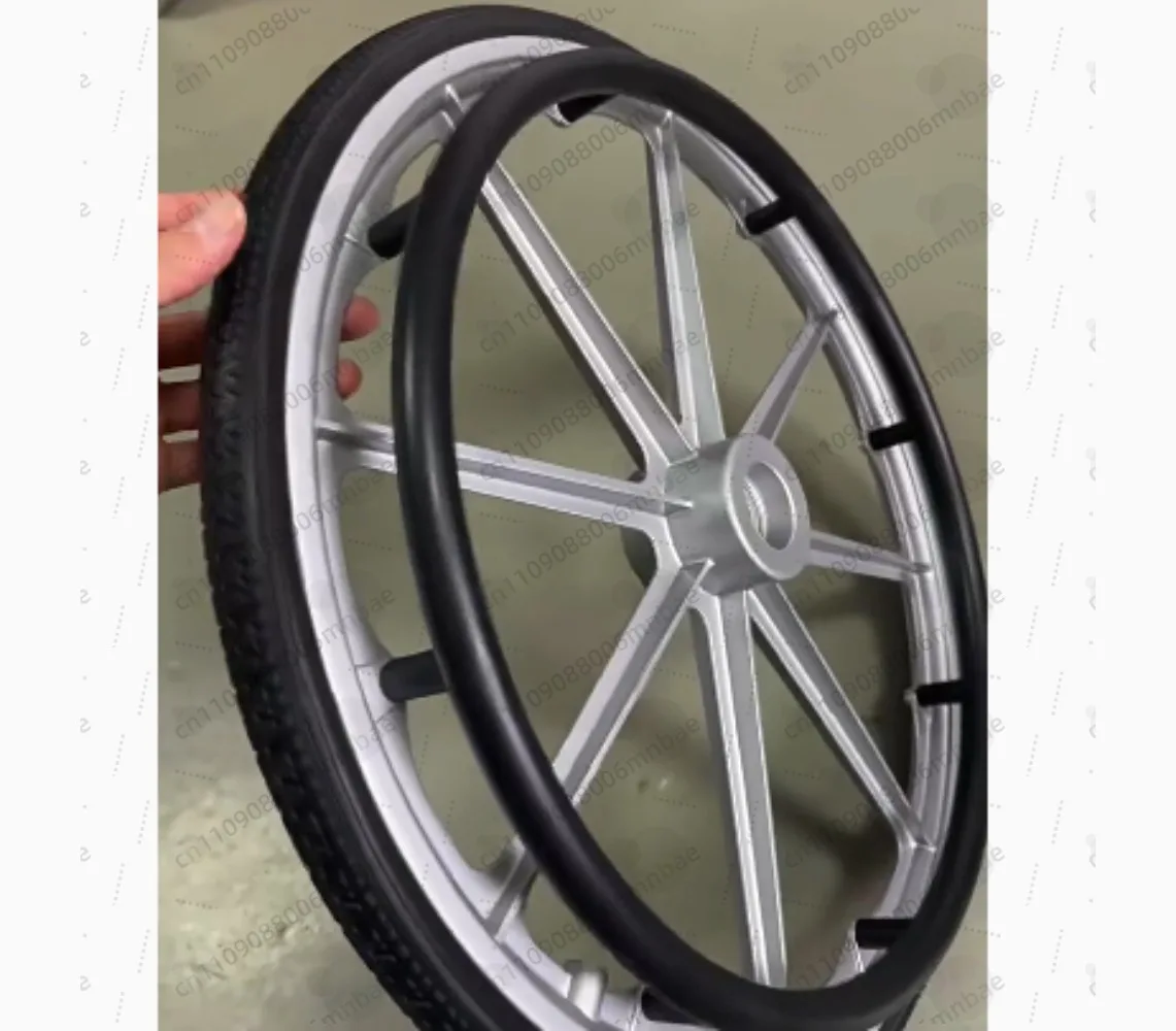 

Plastic large wheel integrated rear wheel group large wheel 24 inch triangular solid tire mist black aluminum alloy hand ring