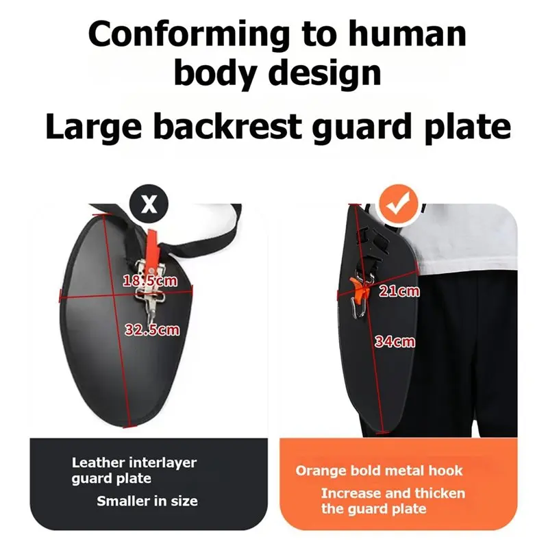 WORTHOWN-Universal Adjustable Padded Trimmer Shoulder Strap Double Shoulder Weed Eater Brush Harness For String Trimmer Orange