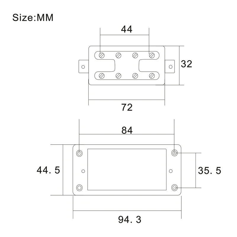 Mini Style Two Line 8 Holes 4-String Electric Bass Humbucker Pickup Neck/Bridge Pickup (The Neck and Bridge are Universal)