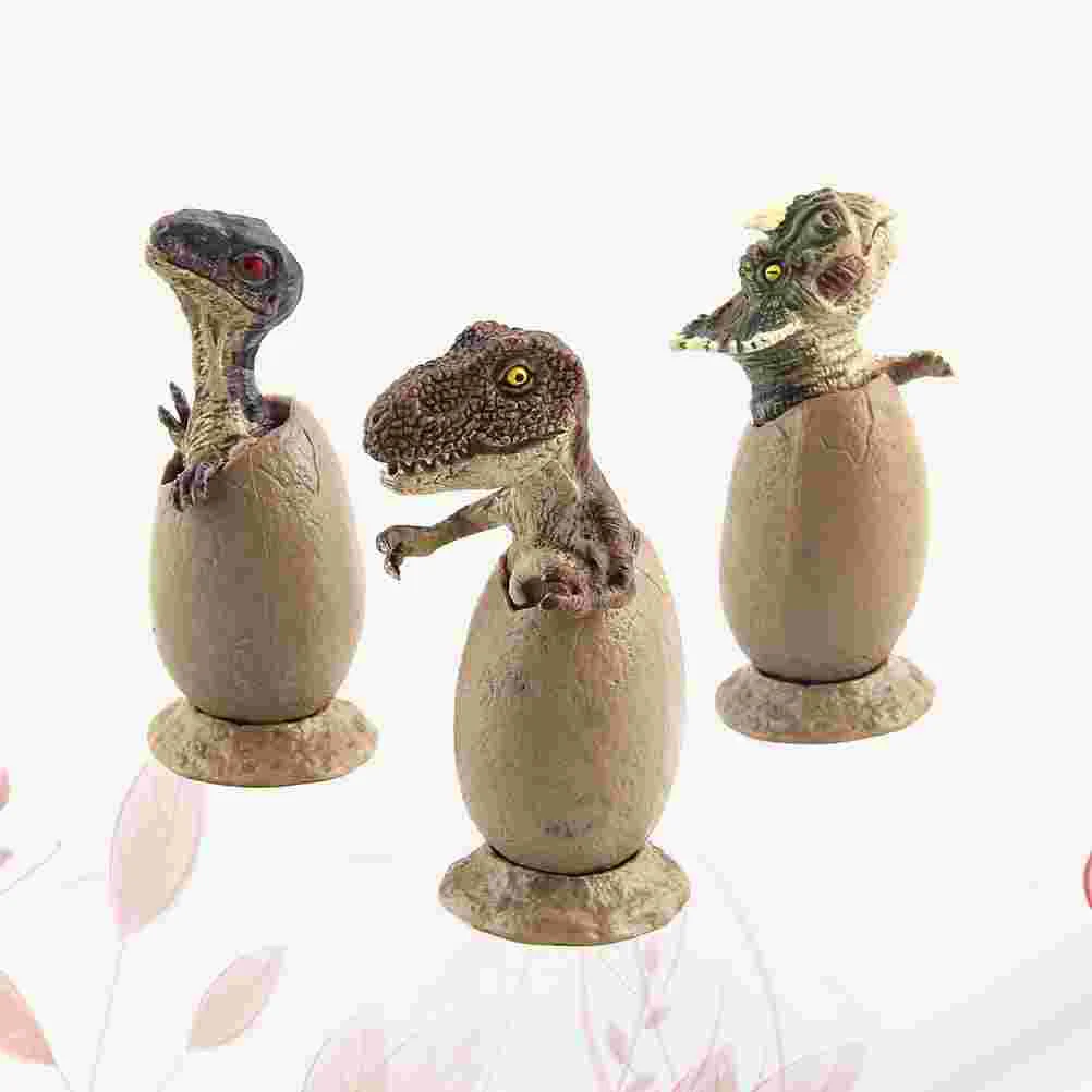 3pcs Hatching Dinosaur Eggs Model Half-hatching Dinosaur Eggs Adornment Dinosaur Eggs Desktop Adornment