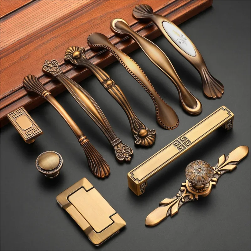 New Chinese Style Antique Bronze Cabinet Door Handle Zinc Alloy Retro European Style Drawer Kitchen Cabinet Wardrobe Door Handle