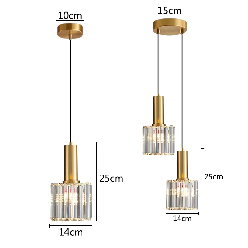 Imagem -06 - Modern Gold And Black Crystal Pendant Light Kitchen Island Lighting Chandelier For Dining Bedside Hang Lamp Bedside Hang Lamp