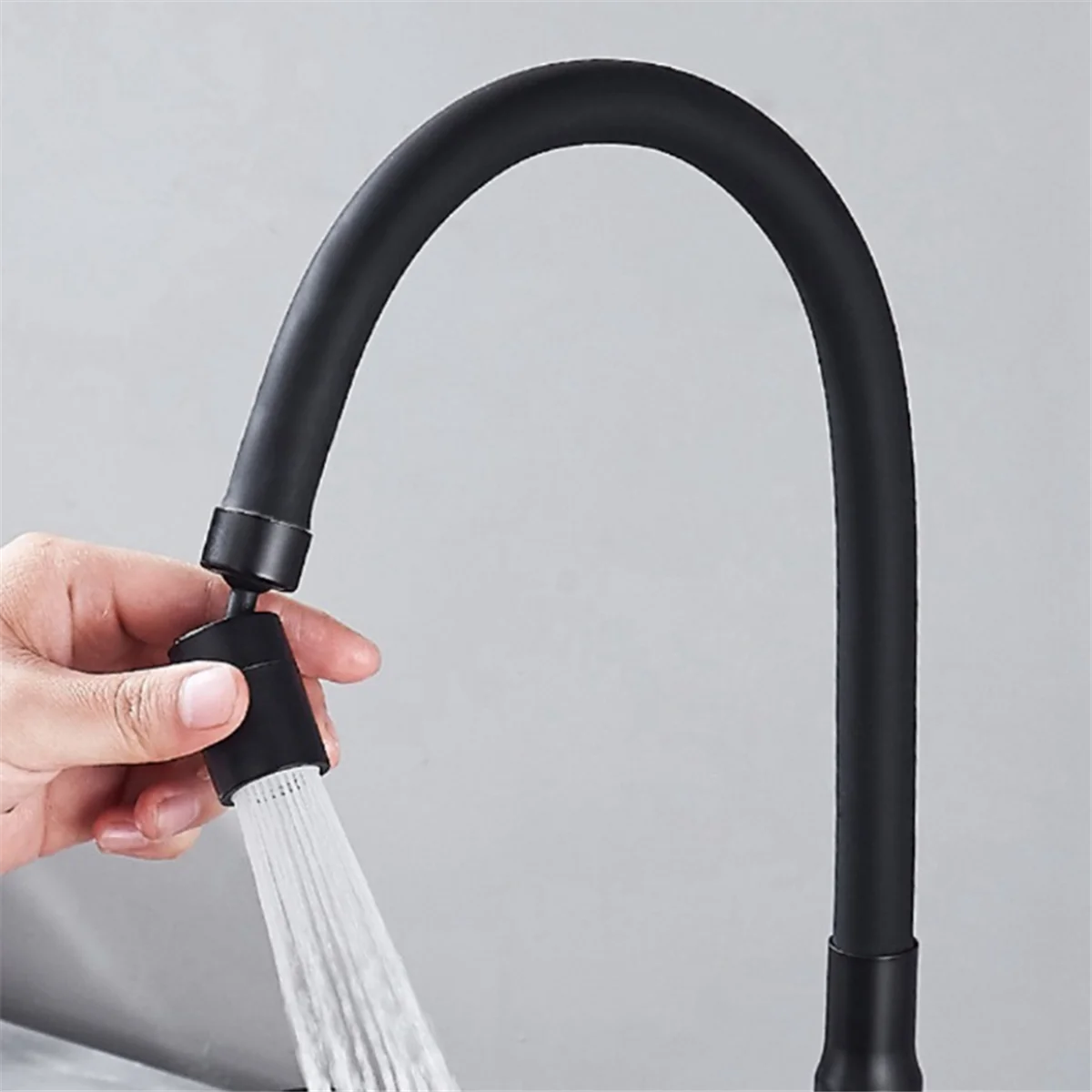 ABKO-grifo de cocina con cabezal de pulverización, filtro giratorio ajustable, boquilla para grifo contra salpicaduras, burbujeador, grifo para fregadero de cocina, negro A
