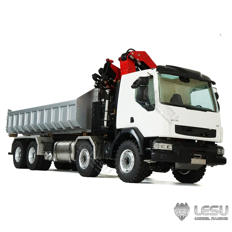 LESU RC Hydraulic Roll on off Dumper Crane 8X8 Metal Chassis 1/14 Remote Control Tipper Lock Differential Axle 2Speed Gerabox