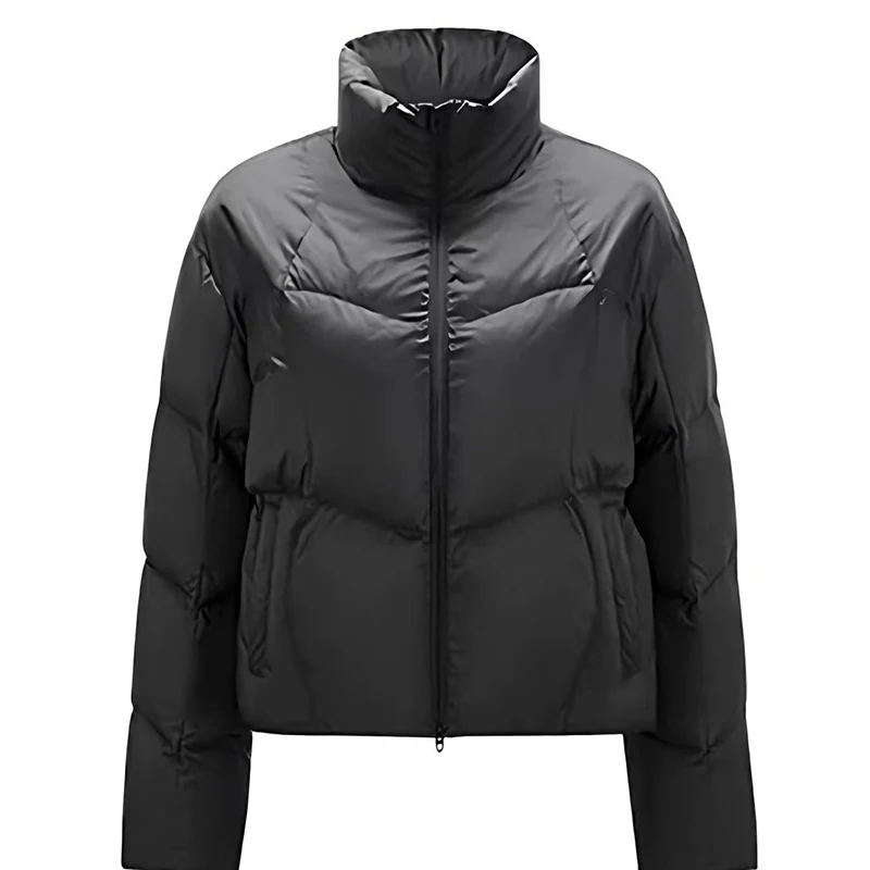 เสื้อโค้ทกันหนาวผู้หญิง แขนยาว คอตั้ง ทรงหลวม บุใยฝ้าย หนานุ่ม อุ่นสบาย สไตล์ลำลอง ปี 2025